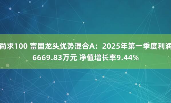 尚求100 富国龙头优势混合A：2025年第一季度利润6669.83万元 净值增长率9.44%