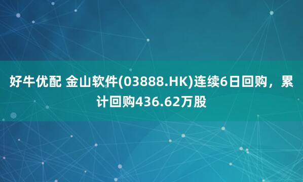 好牛优配 金山软件(03888.HK)连续6日回购，累计回购436.62万股