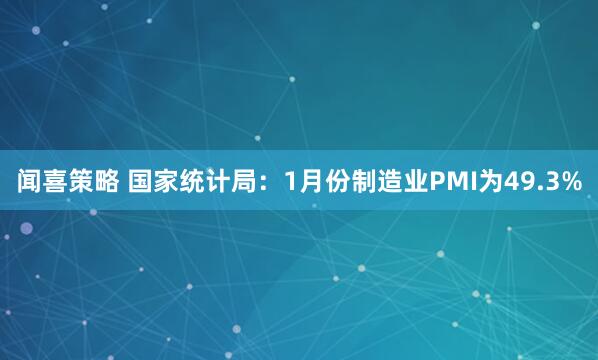 闻喜策略 国家统计局：1月份制造业PMI为49.3%