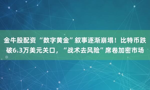 金牛股配资 “数字黄金”叙事逐渐崩塌！比特币跌破6.3万美元关口，“战术去风险”席卷加密市场